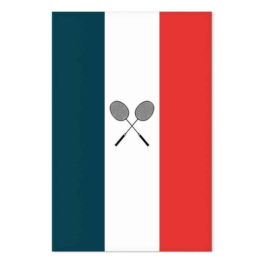 Leinwandbild - Black Badminton Rackets Against the Backdrop of the French Flag