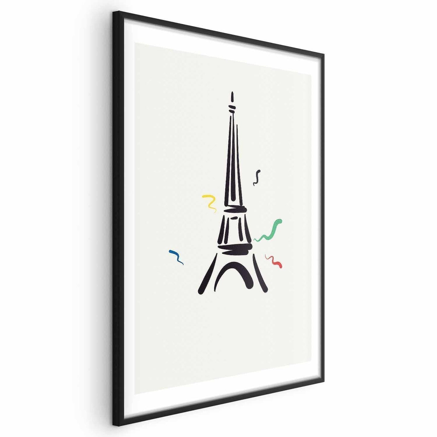 Poster - Black Illustration of the Eiffel Tower on a Light Background Artgeist