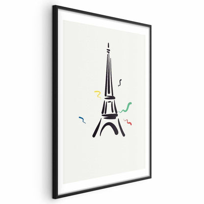 Poster - Black Illustration of the Eiffel Tower on a Light Background Artgeist