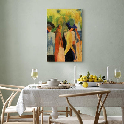 Leinwandbild - August Macke – Walker under trees (Walker in the park)