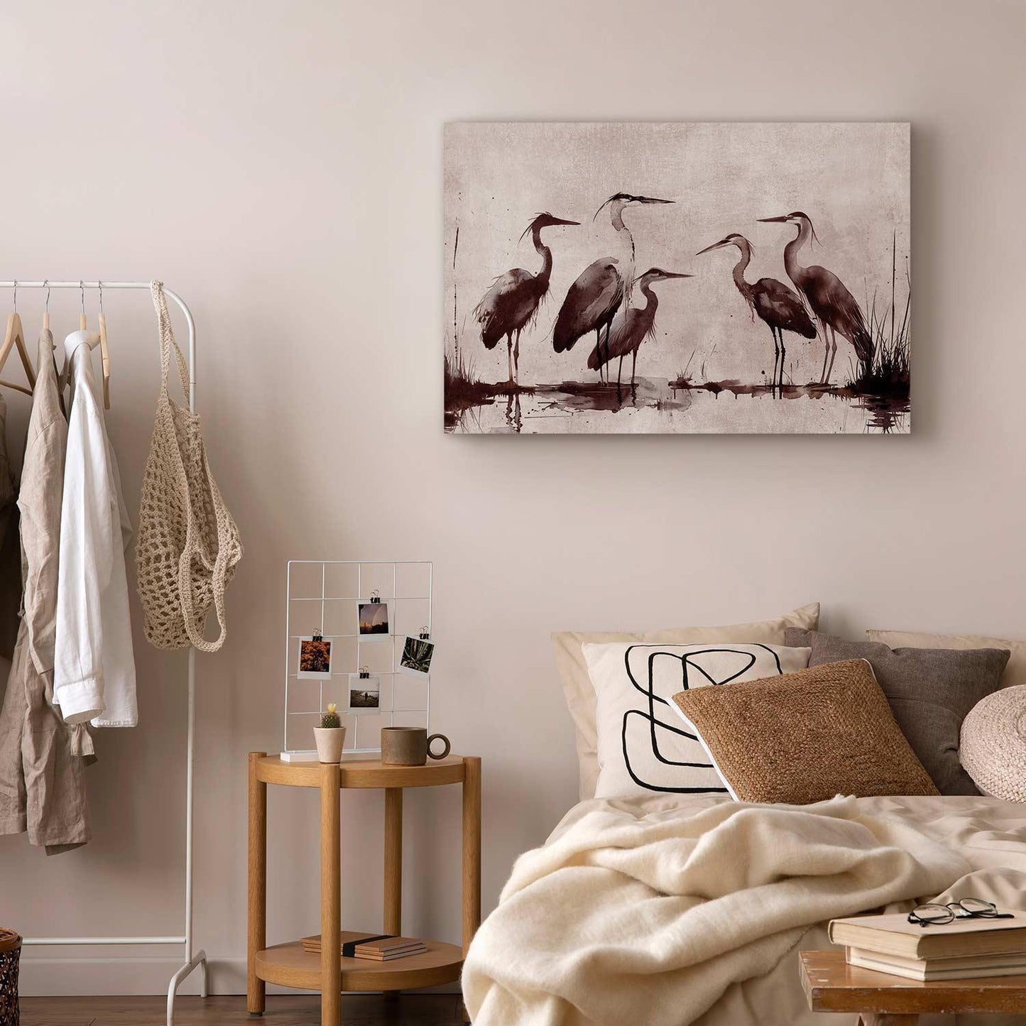 Leinwandbild - Herons painted with ink