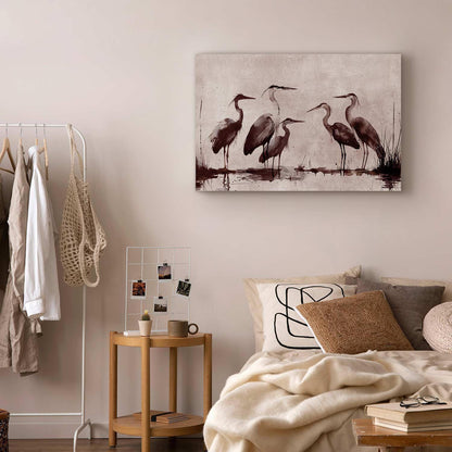 Leinwandbild - Herons painted with ink