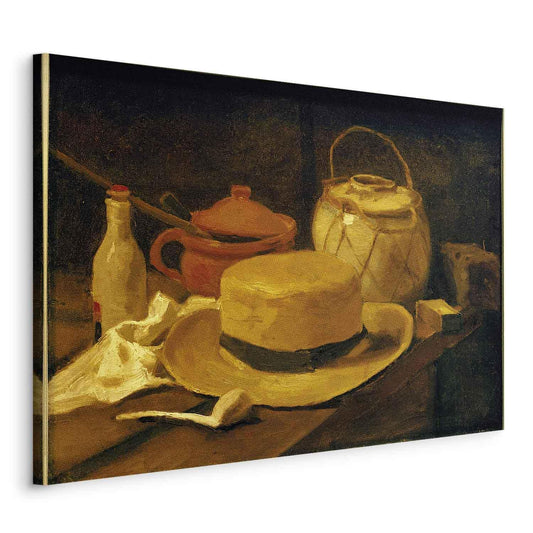 Leinwandbild - Still life with yellow straw hat (Vincent Van Gogh) Artgeist
