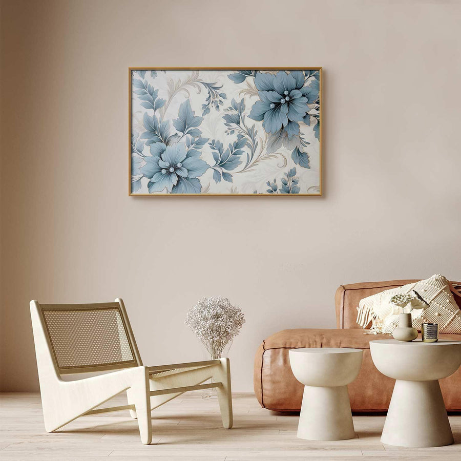 Poster - Turquoise Ornamental Retro Flowers Artgeist