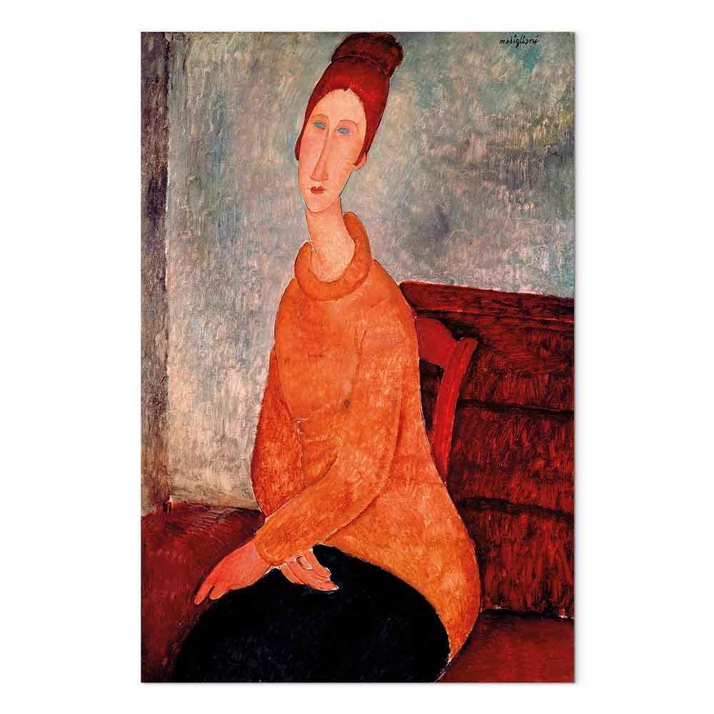 Leinwandbild - Amedeo Modigliani – Jeanne Hebuterne in a Yellow Sweater