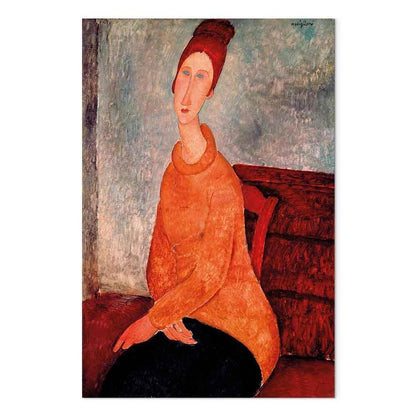 Leinwandbild - Amedeo Modigliani – Jeanne Hebuterne in a Yellow Sweater