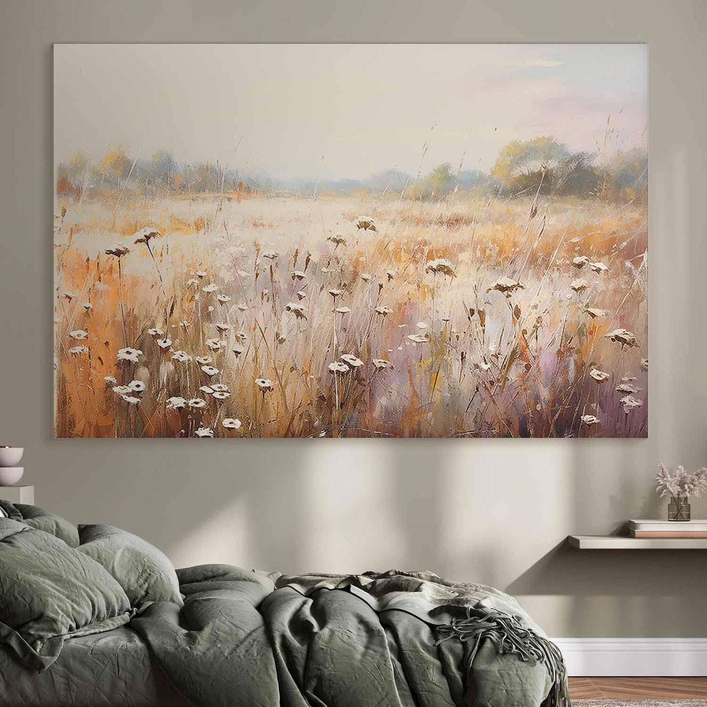 Wandbild XXL - Impressionist meadow – field landscape in a pastel colour palette