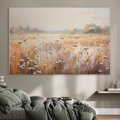 Wandbild XXL - Impressionist meadow – field landscape in a pastel colour palette