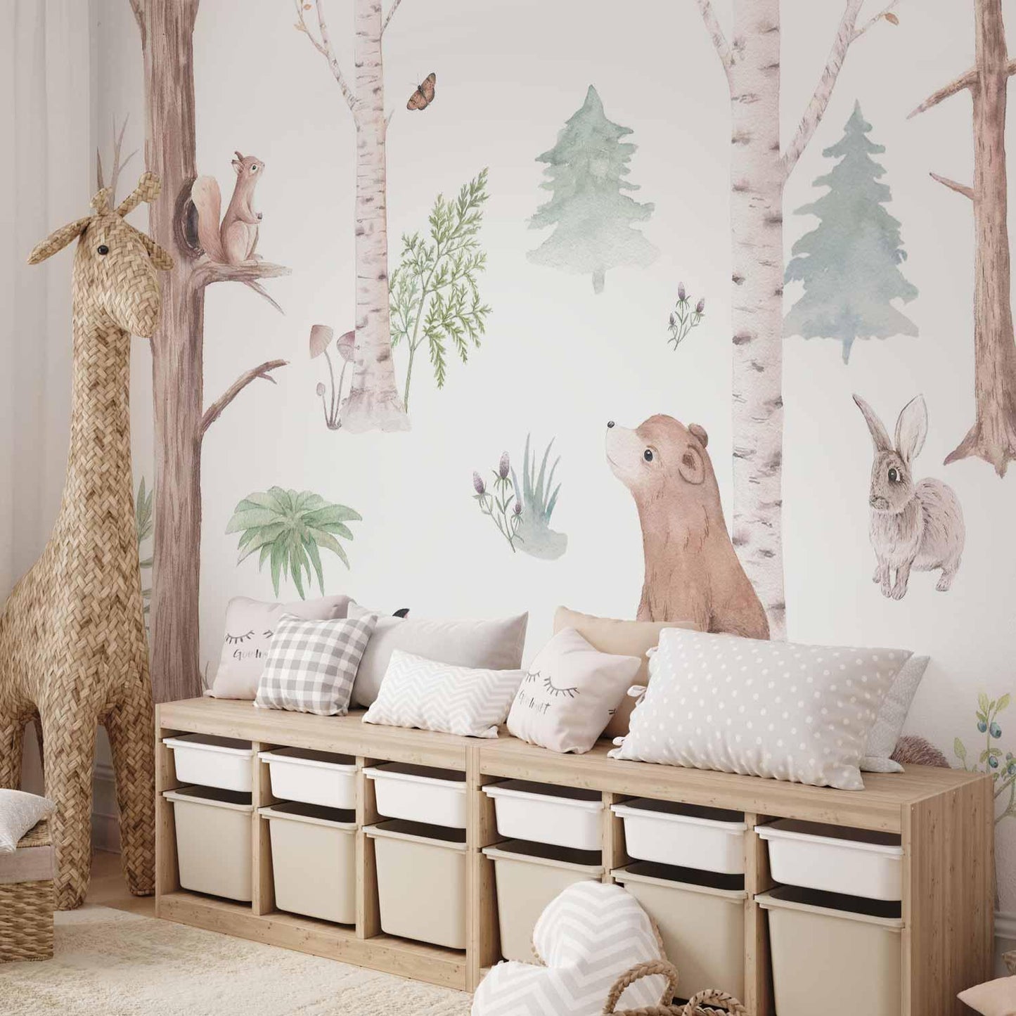 Fototapete - Subtle Illustration With Forest Animals