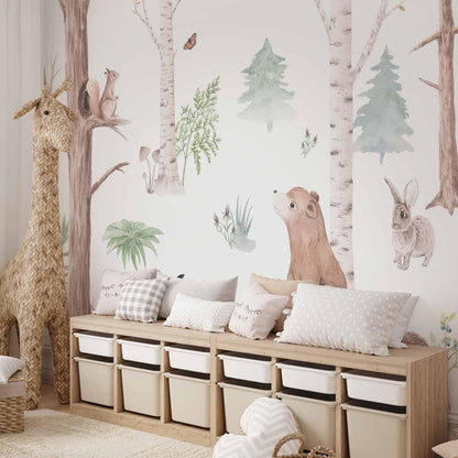 Fototapete - Subtle Illustration With Forest Animals