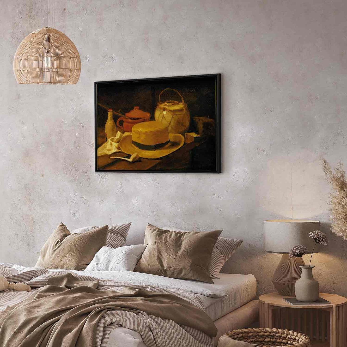 Leinwandbild - Still life with yellow straw hat (Vincent Van Gogh) Artgeist
