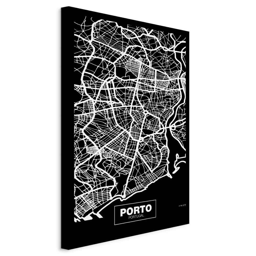 Leinwandbild - Negative Map: Porto (1 Part) Vertical