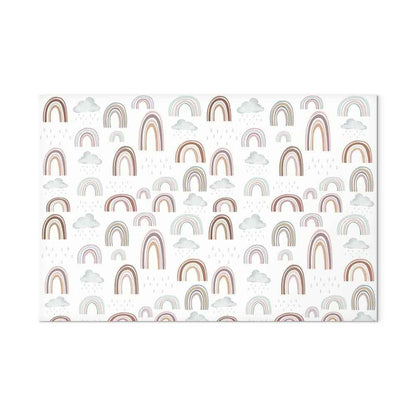 Leinwandbild - Rainbows After the Storm - Rainbows of Various Sizes in Pastel Hues Among Rain Clouds in a Gray-Blue Shade