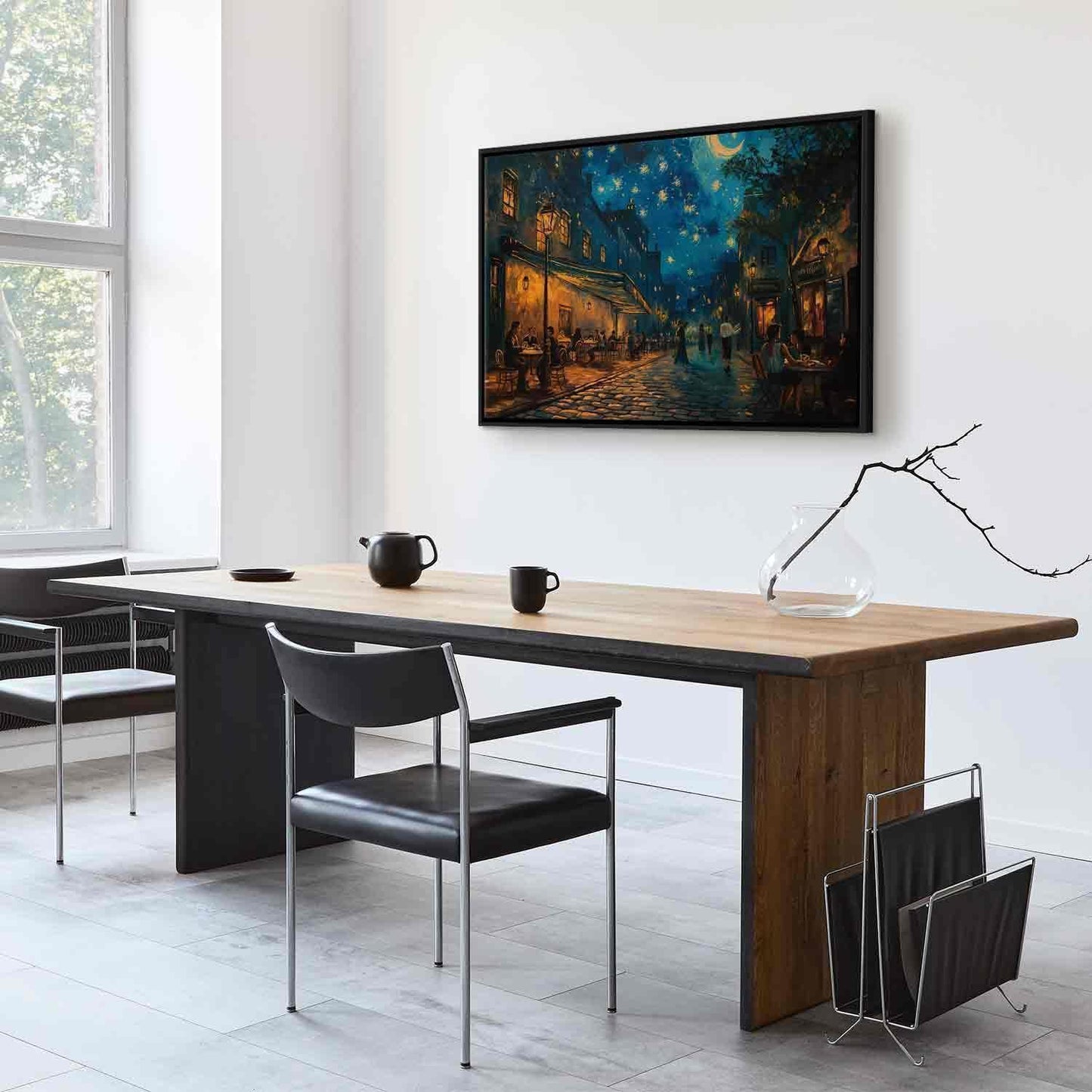 Leinwandbild - Paris street – a painting inspired by Vincent van Gogh's style