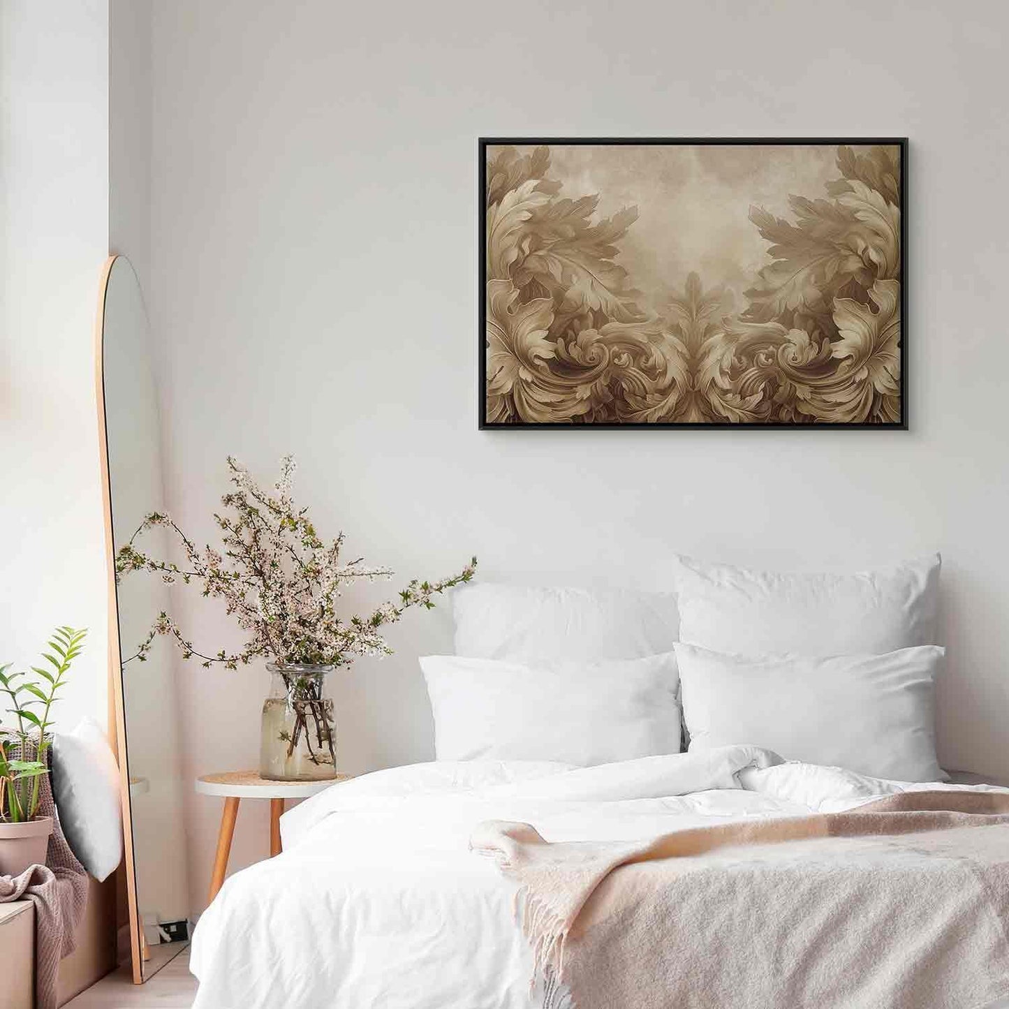 Leinwandbild - Carved Baroque Ornaments Rich Composition in Sepia Colors Artgeist