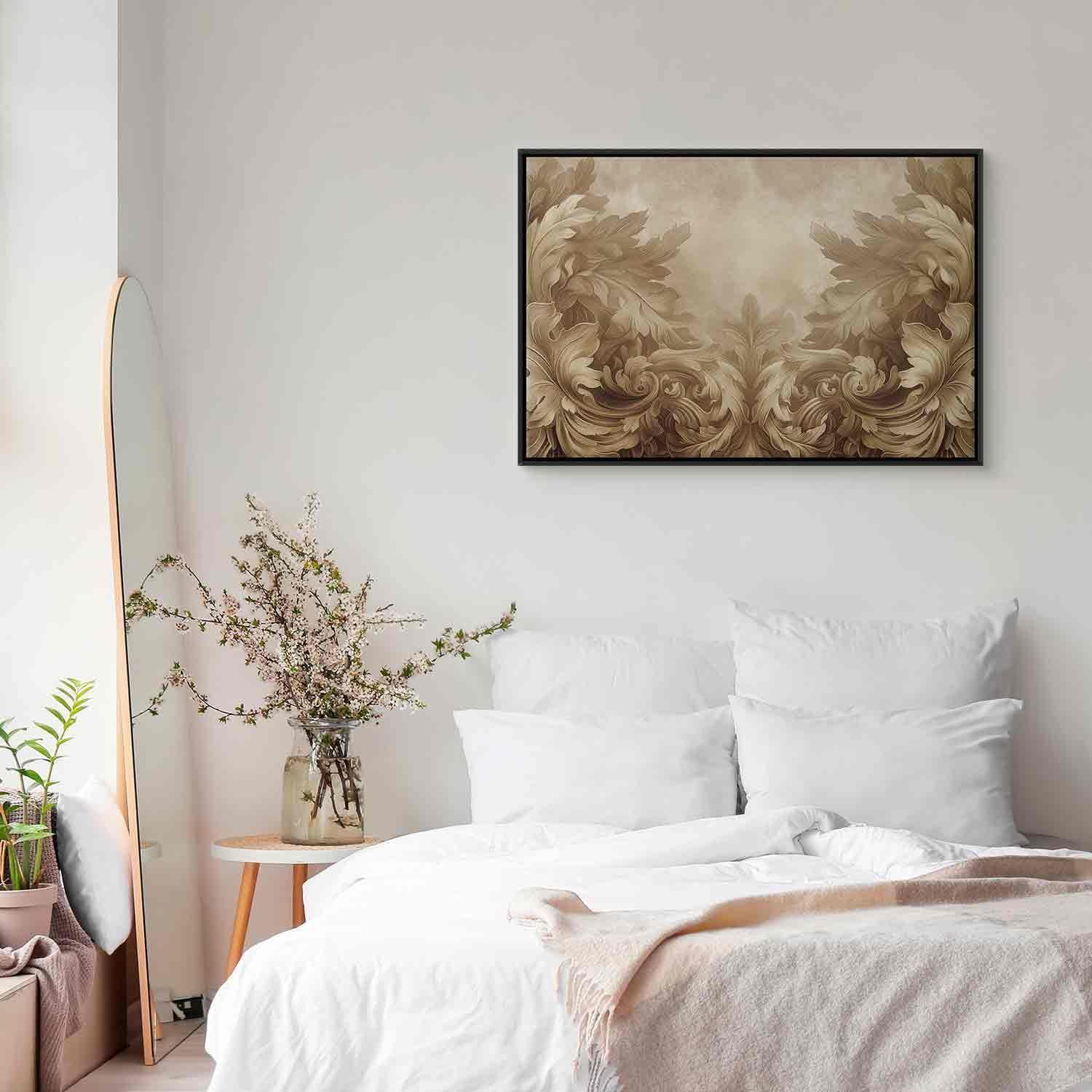 Leinwandbild - Carved Baroque Ornaments Rich Composition in Sepia Colors Artgeist