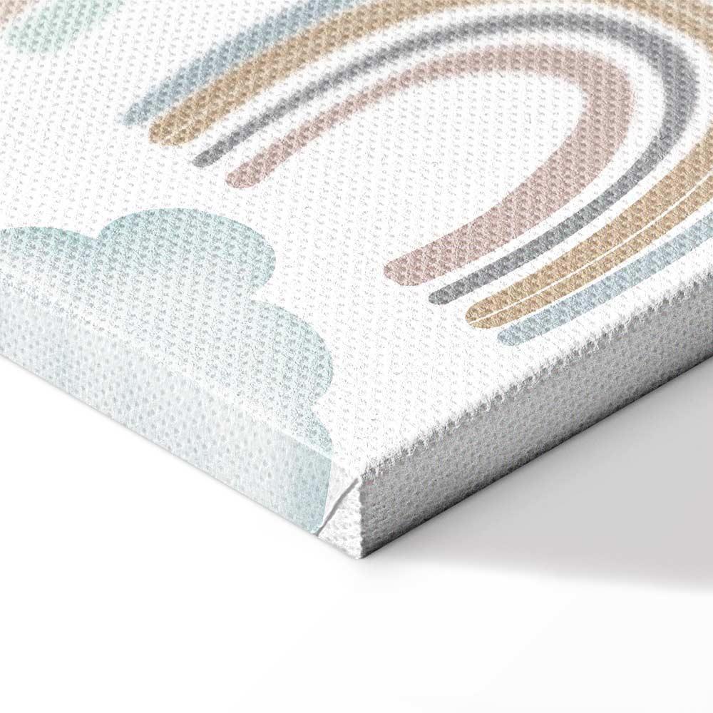 Leinwandbild - Rainbows After the Storm - Rainbows of Various Sizes in Pastel Hues Among Rain Clouds in a Gray-Blue Shade