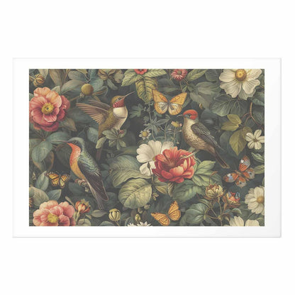 Poster - Flowers, Birds, and Butterflies - vintage-style illustration