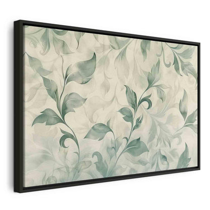 Leinwandbild - Watercolor Botanical Motif Delicate Green-Beige Leaves Artgeist