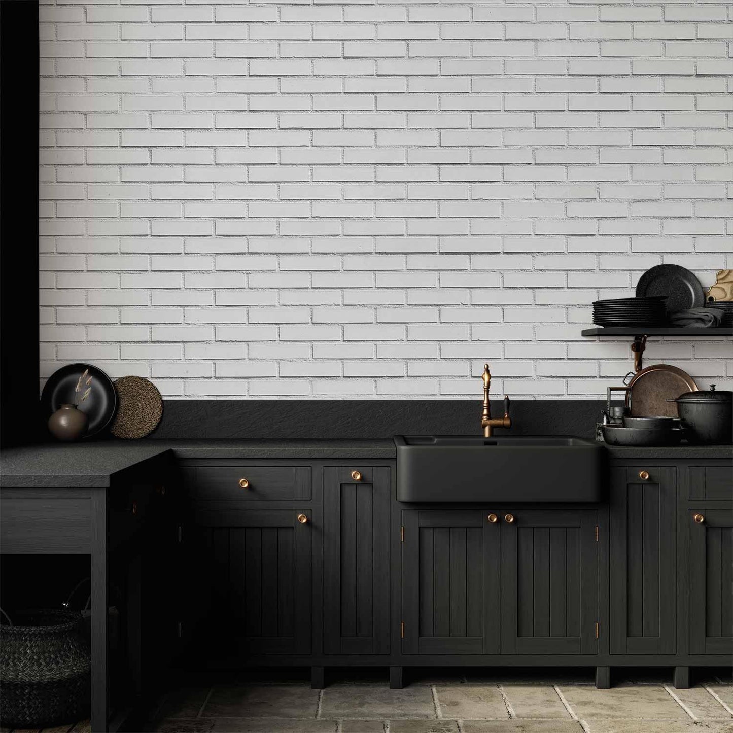 Fototapete - Snow Brick - Pattern Imitating a Brick Wall in White