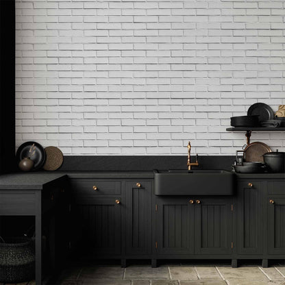 Fototapete - Snow Brick - Pattern Imitating a Brick Wall in White