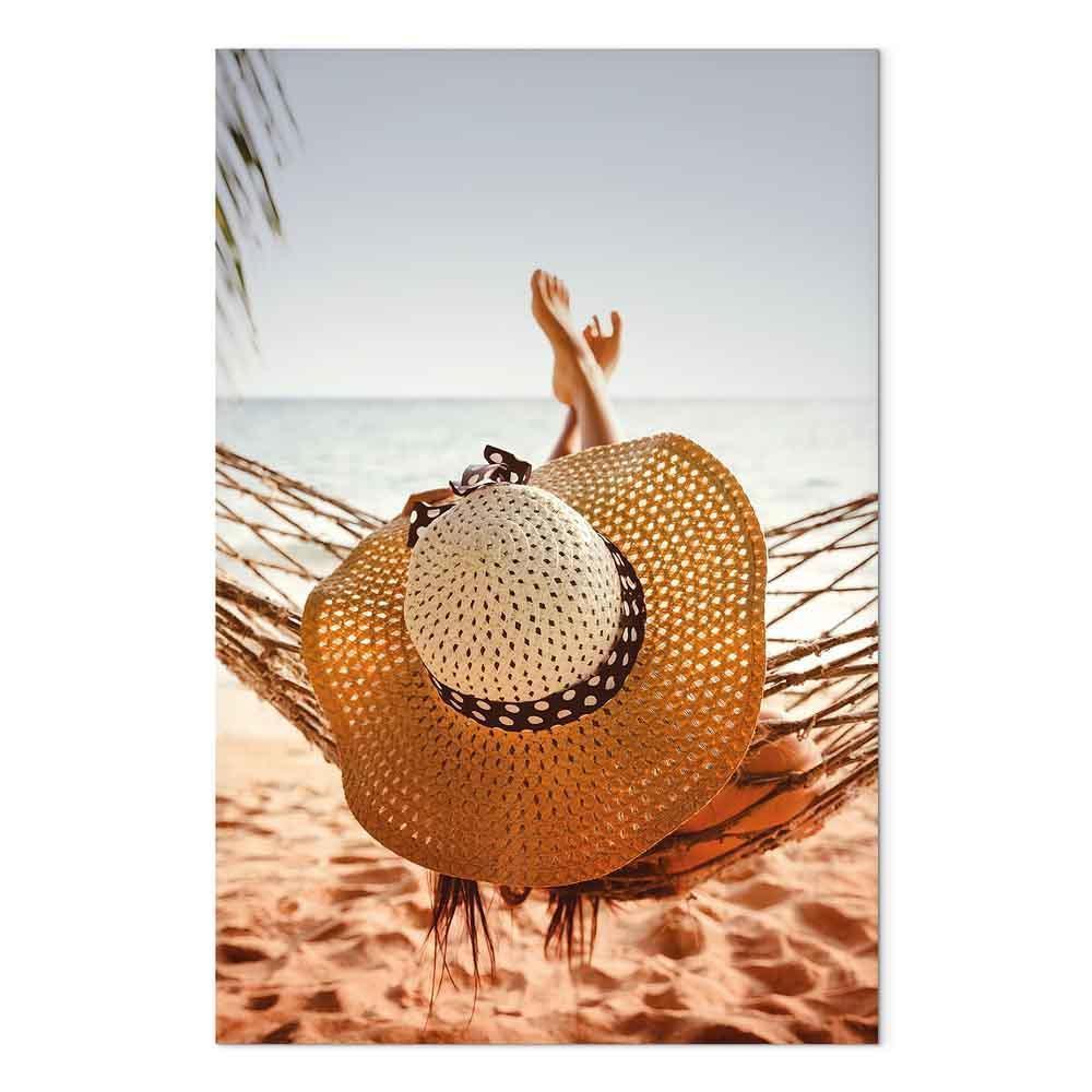 Leinwandbild - Hammock on the Beach (1 Part) Vertical