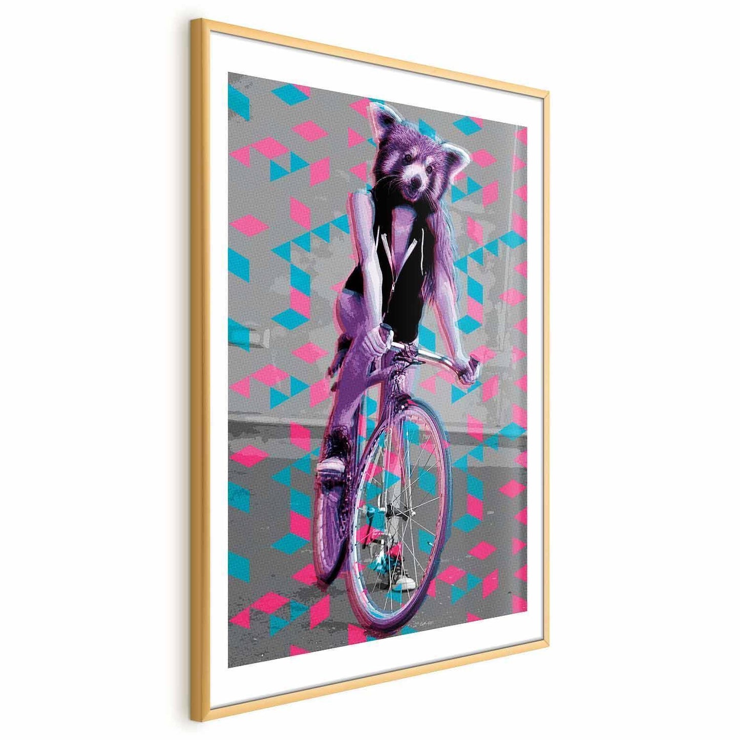 Poster - Raccoon on a Bicycle Artgeist