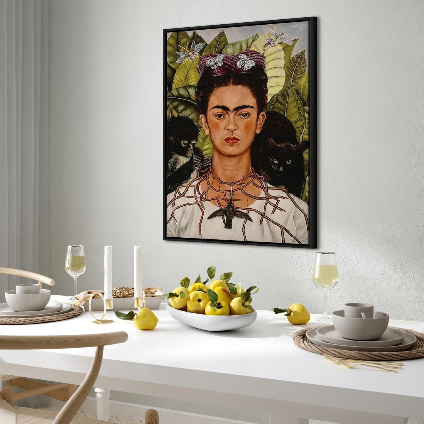 Leinwandbild - Frida Kahlo – Self-Portrait with Thorn Necklace and Hummingbird