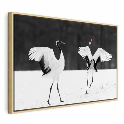 Leinwandbild - Dancing Cranes (1 Part) Wide