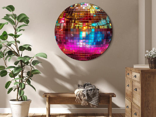 Rundes Bild - Gold disco ball