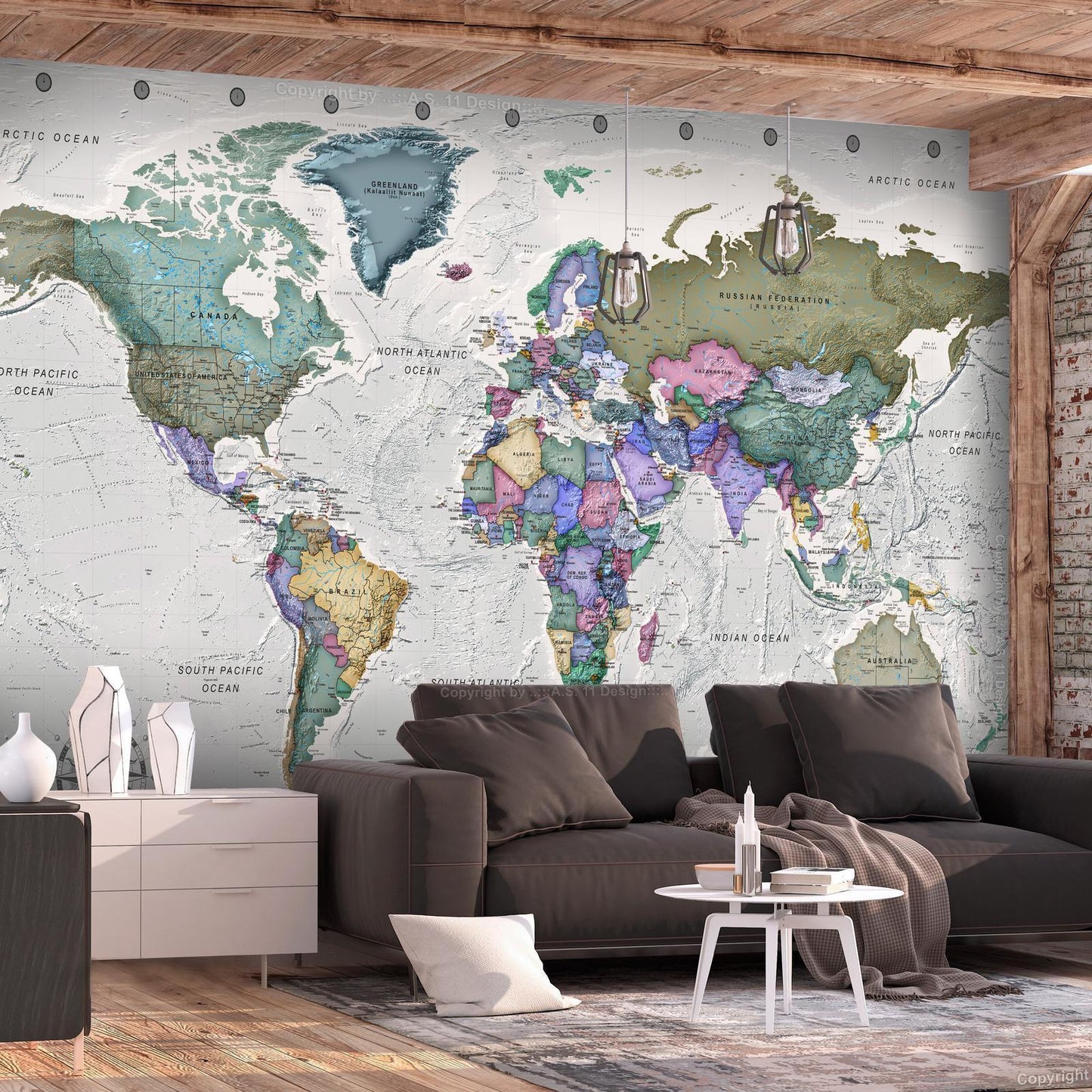 Fototapete Geography Study – Weltkarte mit englischen Ländernamen