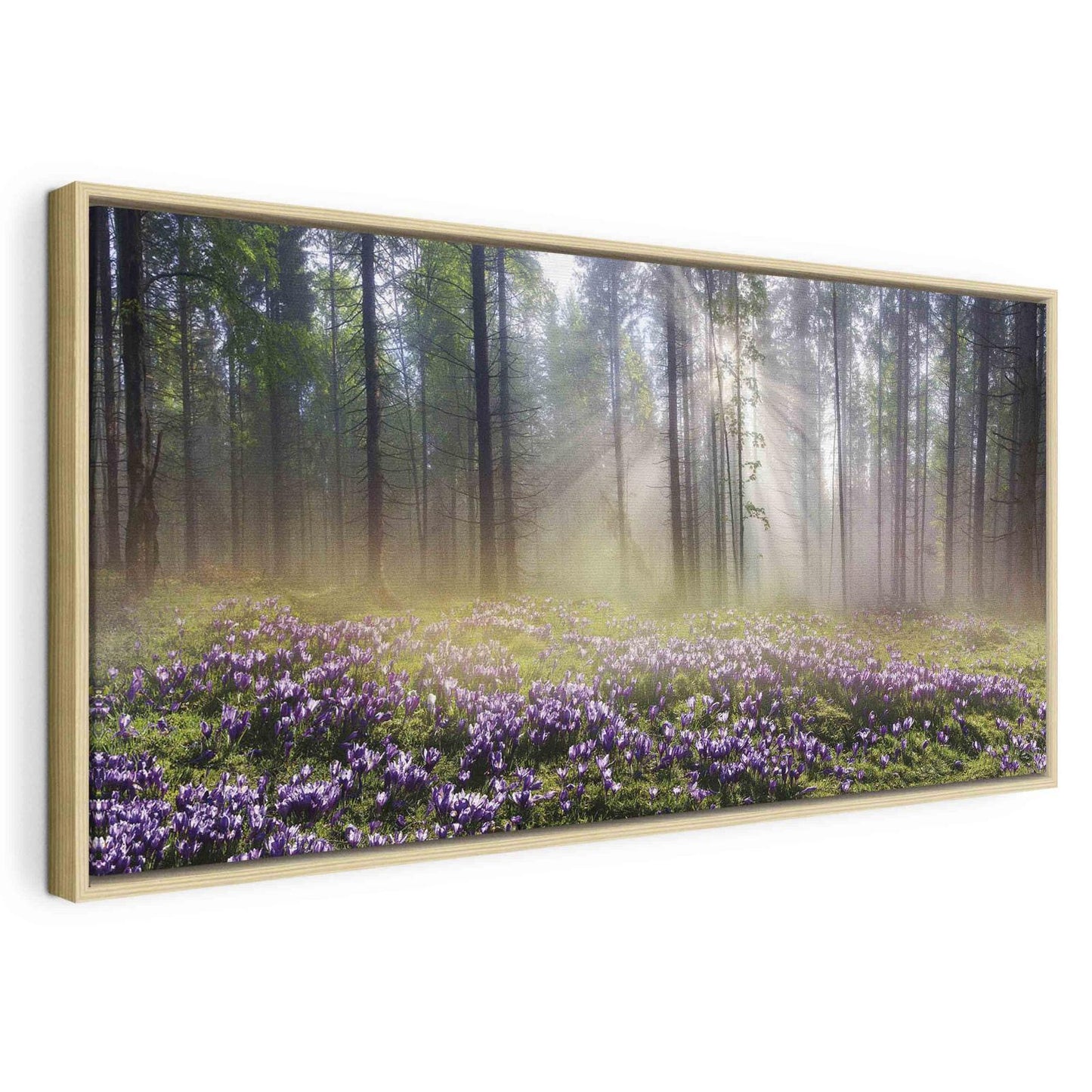 Wandbild Lila Blumenwiese – Stimmungsvolle Wanddeko mit Blumenmotiv