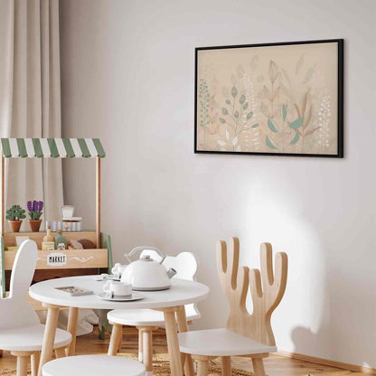 Leinwandbild - Morning in the Meadow - Various Pastel Plants on a Beige Background