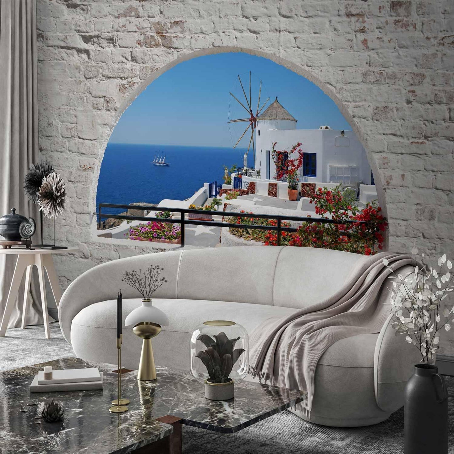 Fototapete „Sommer in Santorini“ – Mediterranes Flair mit Meerblick