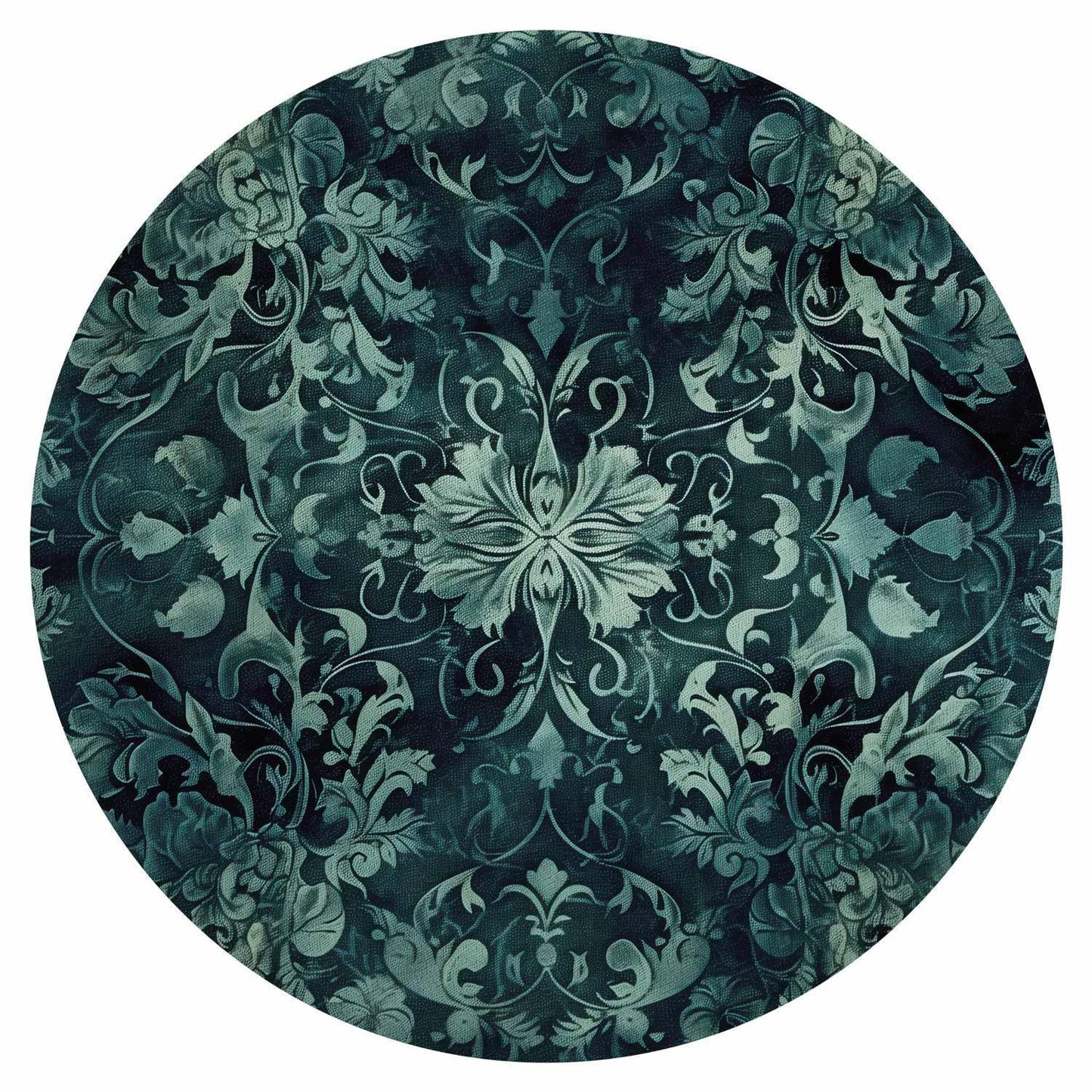 Runde Fototapete - Oriental carpet pattern: emerald ornaments and worn patterns