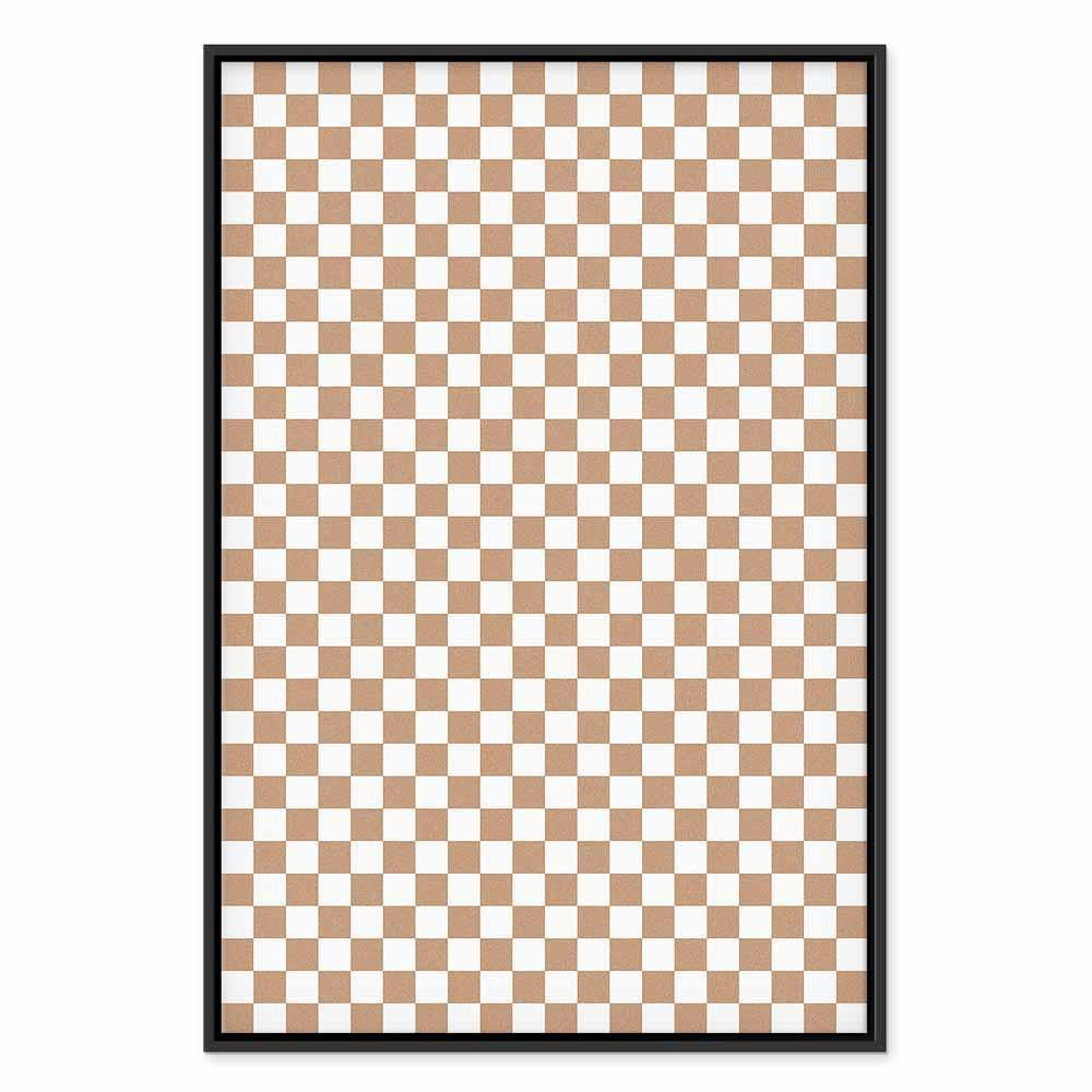 Leinwandbild - Checkerboard Pattern - Brown-White Grid with a Subtle Noise