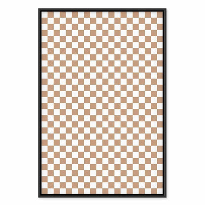 Leinwandbild - Checkerboard Pattern - Brown-White Grid with a Subtle Noise