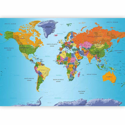 Fototapete „Weltkarte – Bunte Geografie“ – Farbenfrohes Wissensdesign für deine Wand sawelt.eu