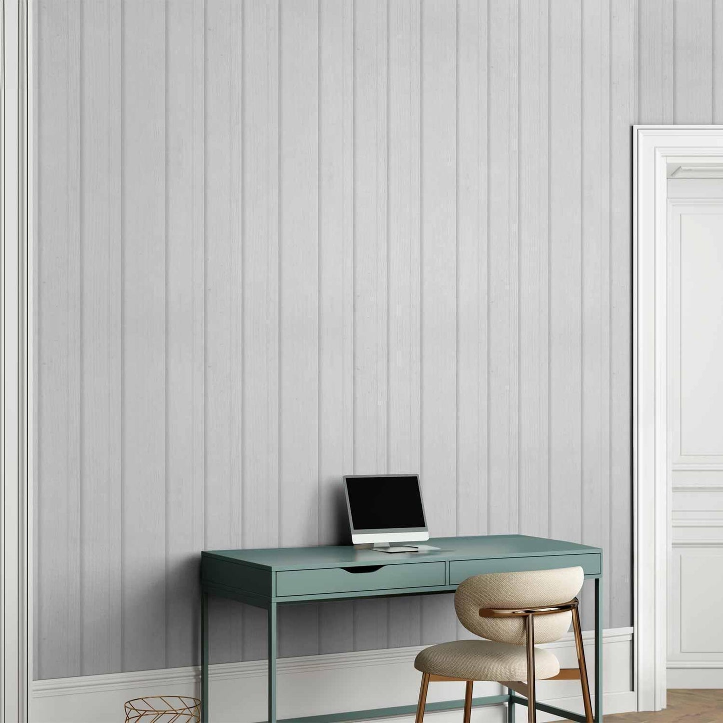 Tapete - Vertical Lines - White background with a delicate wood pattern vertically