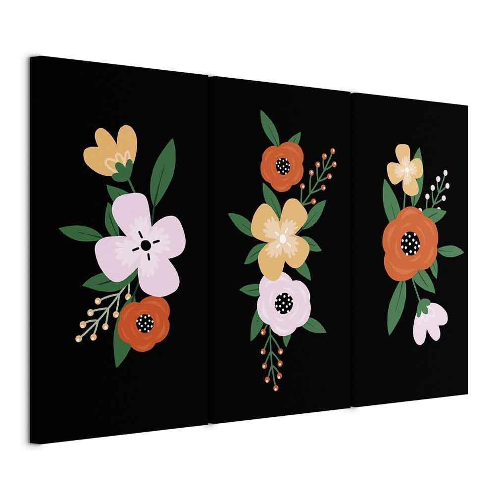 Leinwandbild - Colorful Bloom (3 Parts)