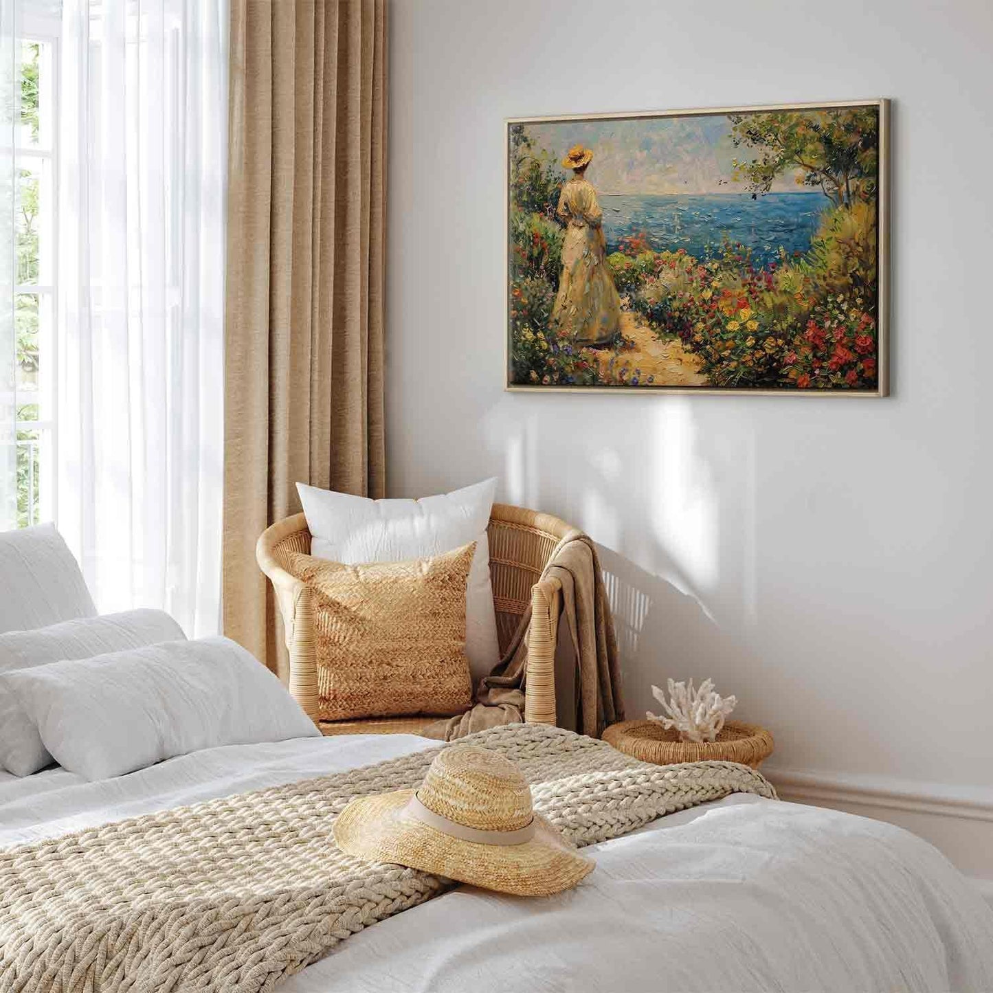 Leinwandbild - Nostalgic impression - a pensive woman contemplating