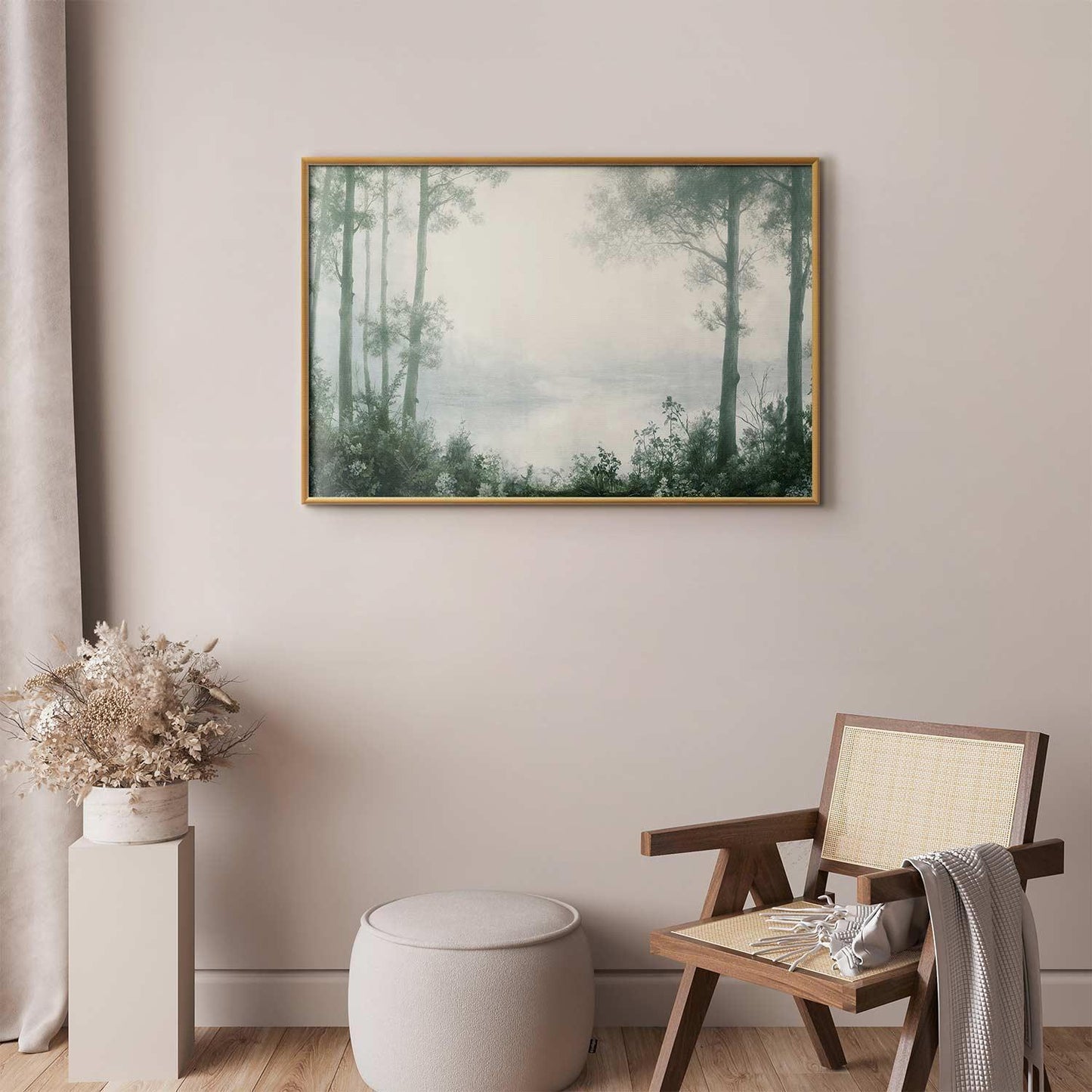Poster - Forest and Pond in Patinated Green Artgeist