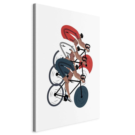 Leinwandbild - Cycling Race Competitors on a Light Background - Illustration Artgeist