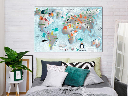Leinwandbild Märchenkarte – Fantasievolle Weltkarte als Geschenk zur Einschulung