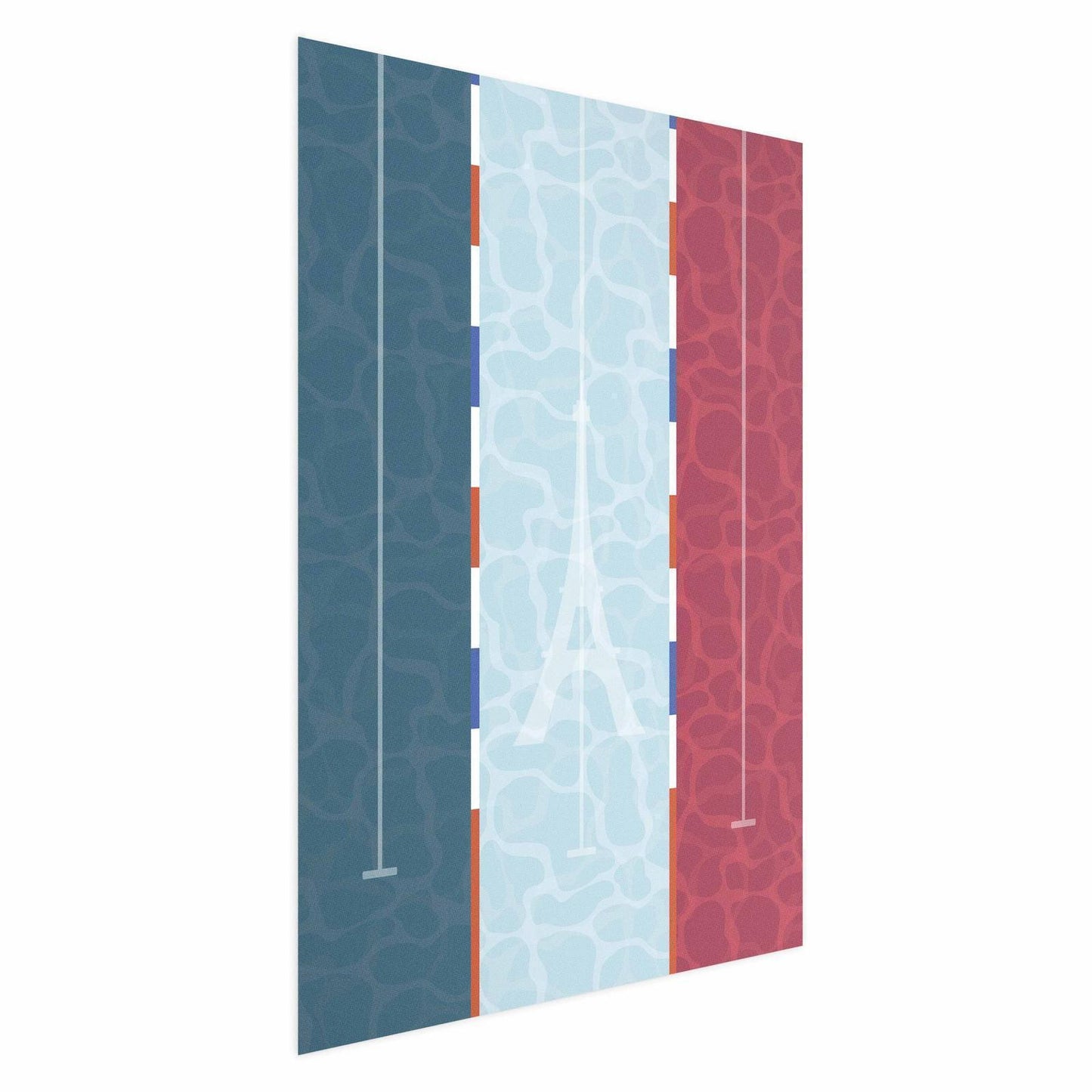 Poster - Illustration of a Pool Against the French Flag
