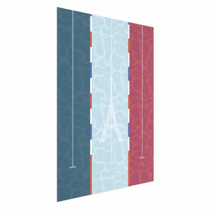 Poster - Illustration of a Pool Against the French Flag