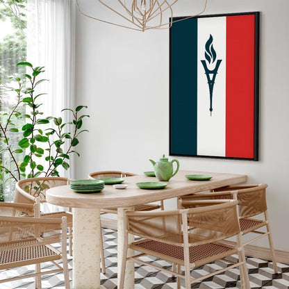 Leinwandbild - Torch Against the Backdrop of the French Flag