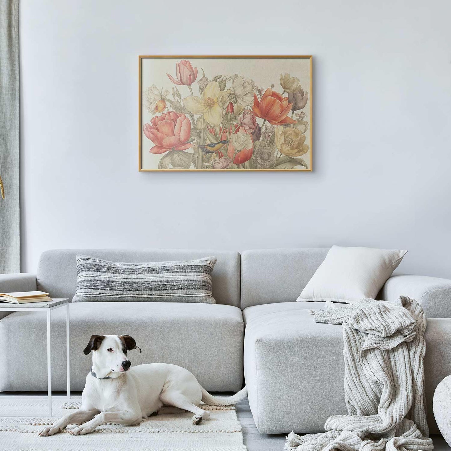 Poster - Flower Bouquet on a Cream Background