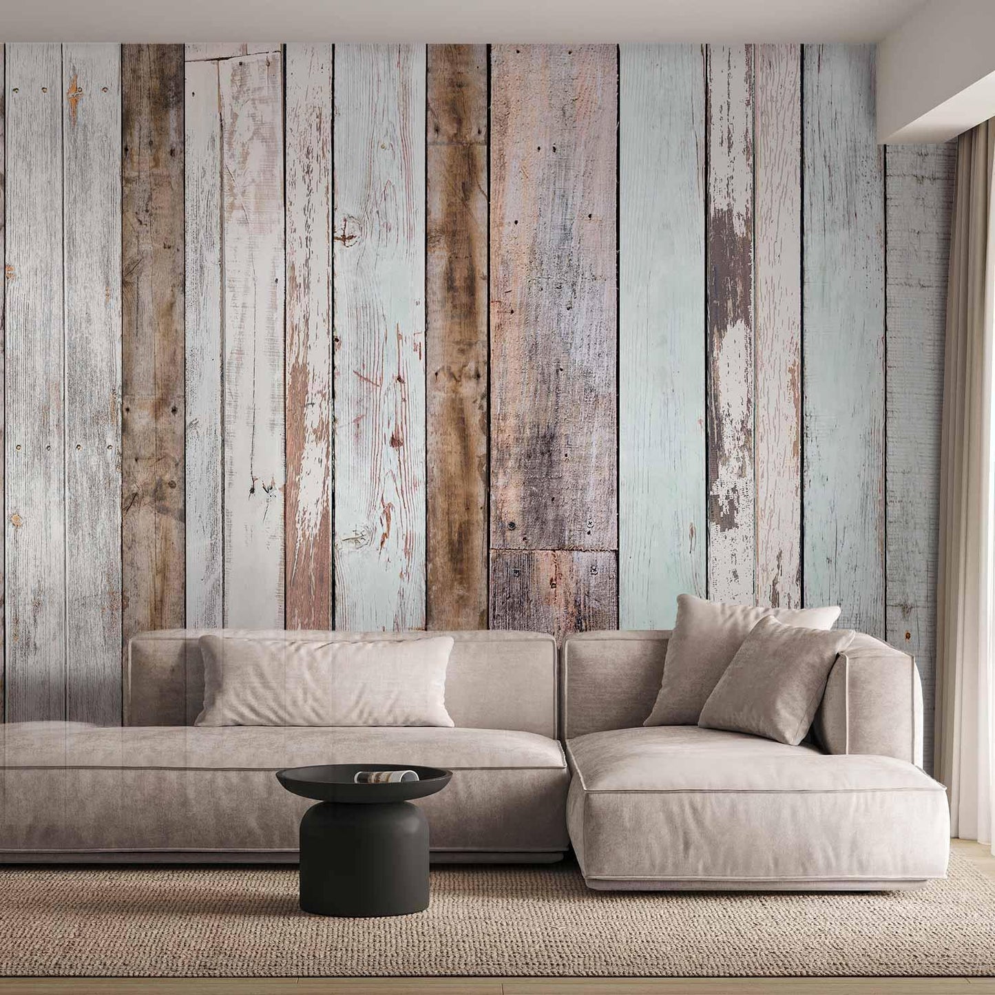 Fototapete – Bunte Holzbretter im Vintage-Look