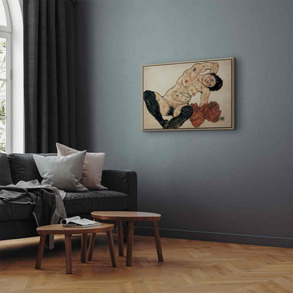 Leinwandbild - Egon Schiele – Liegender Akt mit gelbem Handtuch